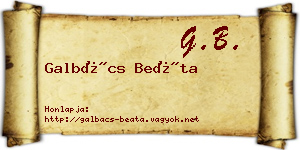 Galbács Beáta névjegykártya